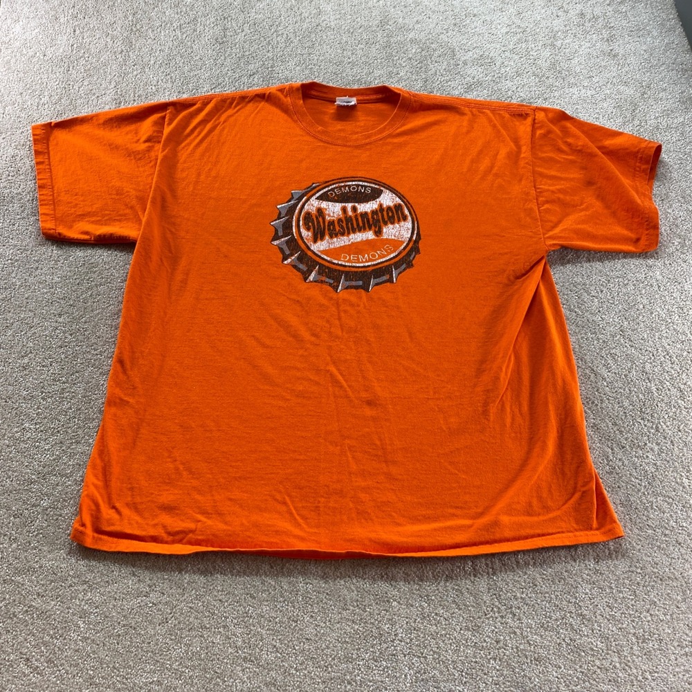 Gildan Washington Demons Shirt Mens 2XL Orange Bottle Cap Graphic Tee